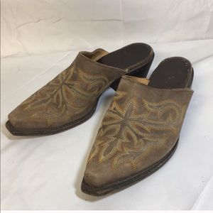 Star boot co western mule slide brown leather